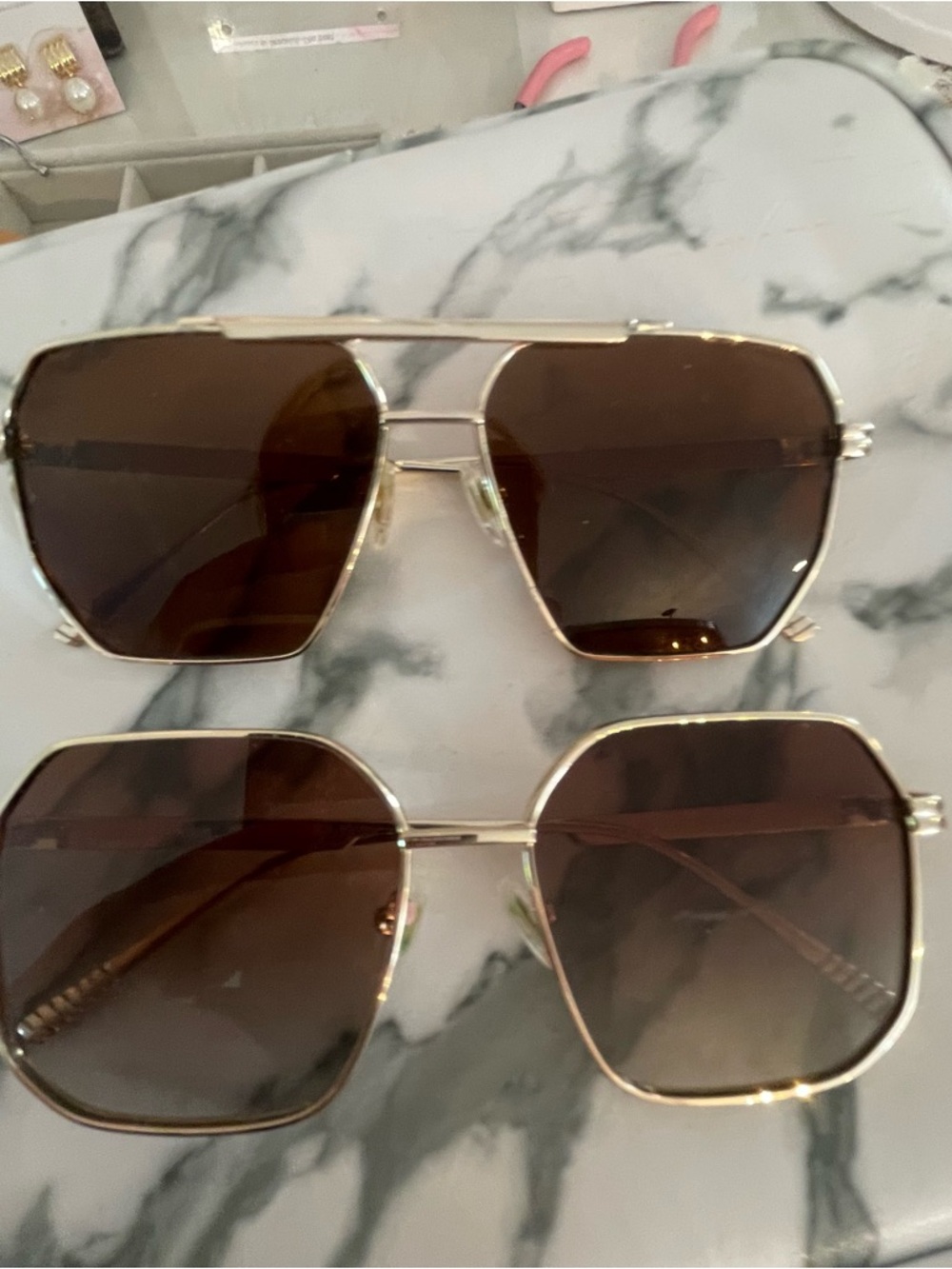 Women’s Gold Frame Sunglasses with Brown Lenses